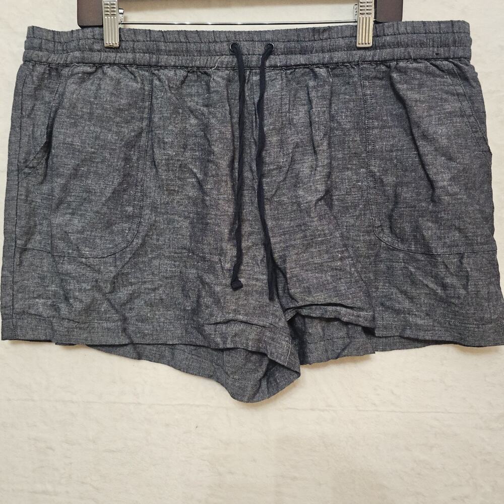 NWT Womens NY & Co Shorts XL Linen Blue Twill Coastal Resort Island Luxury
